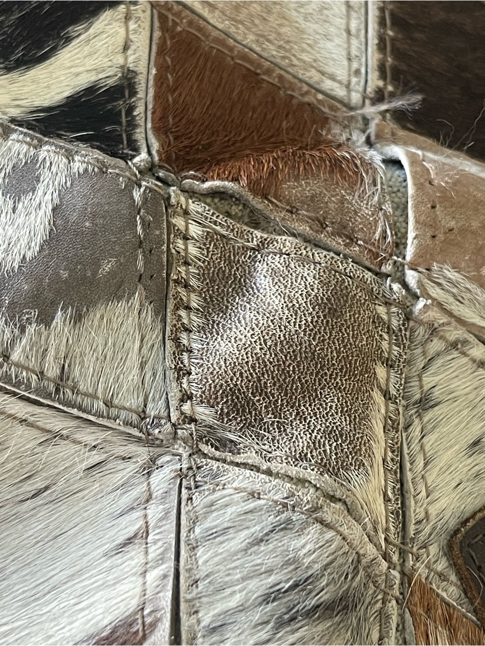 STS Ranchwear Brown Multi Patchwork Cowhide Crossbody Bucket Bag - Picture 9 of 14